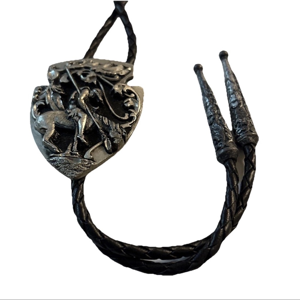 End of Trail Horse Bolo Tie Adjustable 36 inch Cord Antique Silver Made in USA - Picture 3 of 12